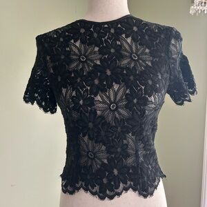 Banana Republic black lace back zip top. Size 4. See through. Really pretty.